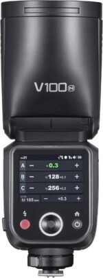 Godox V100-N Camera Flash for Nikon,Round Head Speedlite,TTL Touch Screen 2.4G Wireless X System for Nikon Cameras