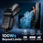 GODOX V100 C GODOX Flash for Canon –Touchscreen Control 100W TTL Camera Flash 【GODOX V1 for Canon】 Upgraded 70 Full Power Consecutive Flashes Camera Flash for Canon 5D Mark IV/Canon RP/Canon M50/etc - Image 4