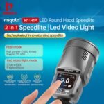 ⁦فلاش وإضاءة فيديو LED من جينبي H1S، فلاش كاميرا سبيدلايت 2 في 1، رقم الدليل 28، زمن إعادة الشحن من 0.05 إلى 1.5 ثانية، يدعم HSS/TTL، عدسة فريسنل مدمجة، شاشة لمس ملونة عالية الدقة، متوافق مع كاميرات سوني⁩ - الصورة ⁦2⁩