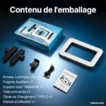 YM200 حلقة إضاءة للهواتف الذكية، مزود ببطارية مدمجة، وحامل للهاتف، وإضاءة LED لصور السيلفي، والمكياج، والتدوين بالفيديو، وتيك توك، ويوتيوب، وصناعة الأفلام، والبث المباشر