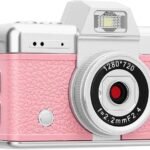 Retro Digital Camera Portable Selfie Vlog Vintage Camcorder for Travel Study Recording (Pink)